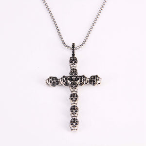 Skulls Pattern Cross Pendant