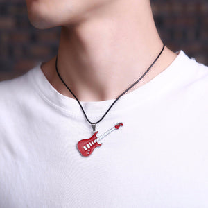 Trendy Leather Chain Guitar Necklace