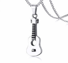 Load image into Gallery viewer, Silver Tone Acoustic Guitar Pendant