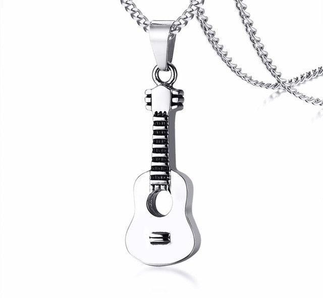 Silver Tone Acoustic Guitar Pendant