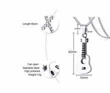 Load image into Gallery viewer, Silver Tone Acoustic Guitar Pendant