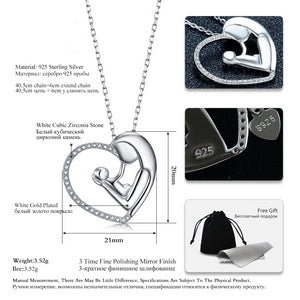 Mom Silver Heart Necklace