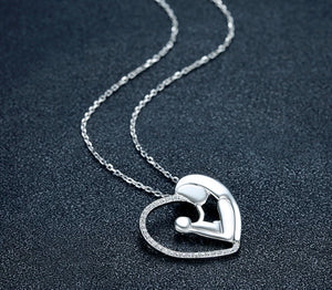 Mom Silver Heart Necklace