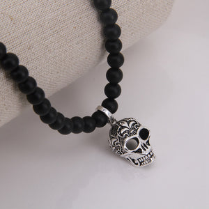 Lily Pattern Skull Pendant