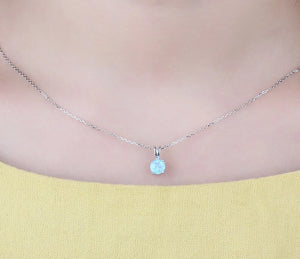 Blue Fire Opal Gem Stone Necklace