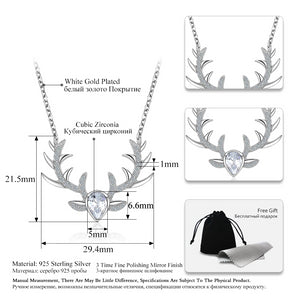 Merry Christmas Deer Horn Pendant Necklace