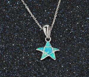 Blue Fire Opal Starfish Pendant