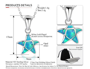 Blue Fire Opal Starfish Pendant