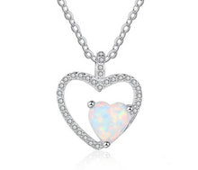 Load image into Gallery viewer, Opal Cubic Zirconia Heart Pendant