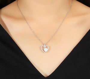 Opal Cubic Zirconia Heart Pendant