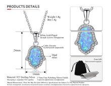 Load image into Gallery viewer, Blue Fire Opal Hamsa Hand Pendant