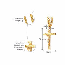 Load image into Gallery viewer, Gold Tone Cross Jesus Pendant