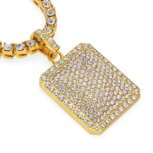 Gold Silver Square Dog Army Tag Pendant  Hip Hop