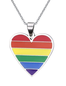 Gay Pride Rainbow Heart ID Pendant