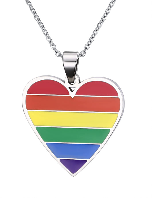 Gay Pride Rainbow Heart ID Pendant