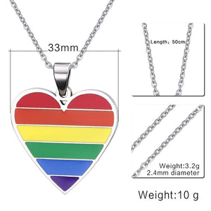 Gay Pride Rainbow Heart ID Pendant