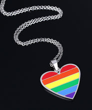 Load image into Gallery viewer, Gay Pride Rainbow Heart ID Pendant