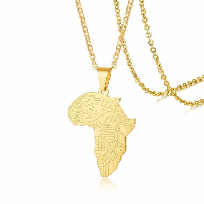 Unisex Golden Africa Map Pendant