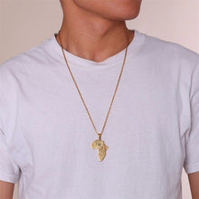 Load image into Gallery viewer, Unisex Golden Africa Map Pendant