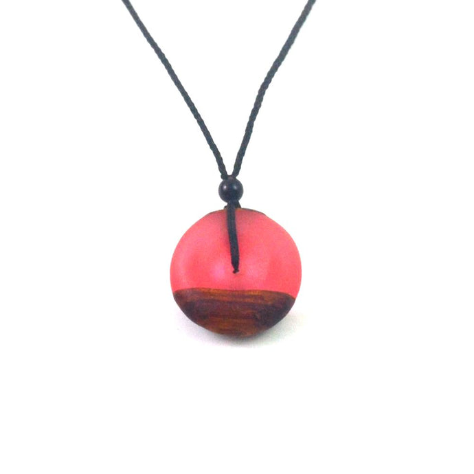 Antique Solid Wood Resin Necklace