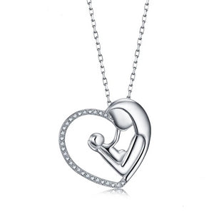 Mom Silver Heart Necklace