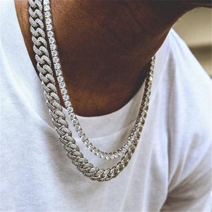 2Pcs/Set Hip Hop Chain Necklace