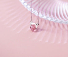 Load image into Gallery viewer, Cute Cat Ear With Pink Strawberry Pendant