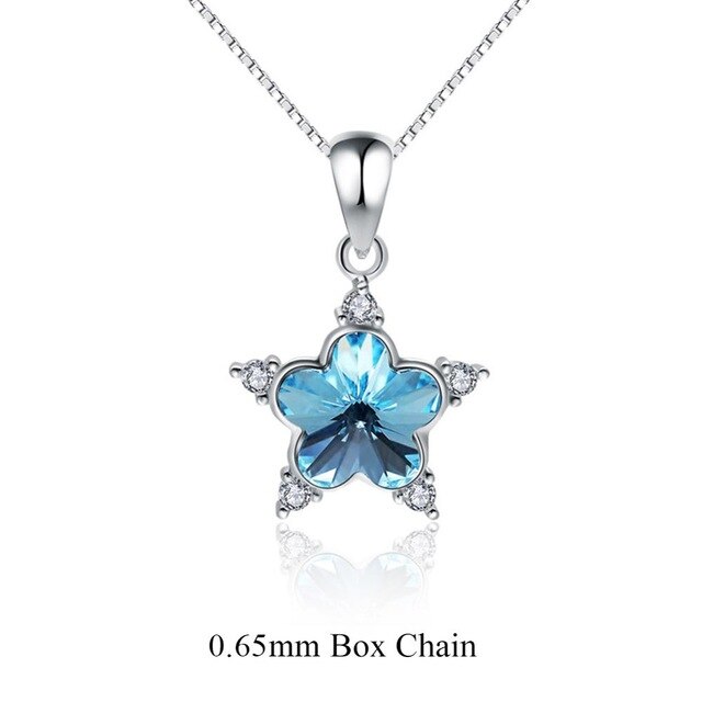 Blue-Pink Crystal Flower Pendant